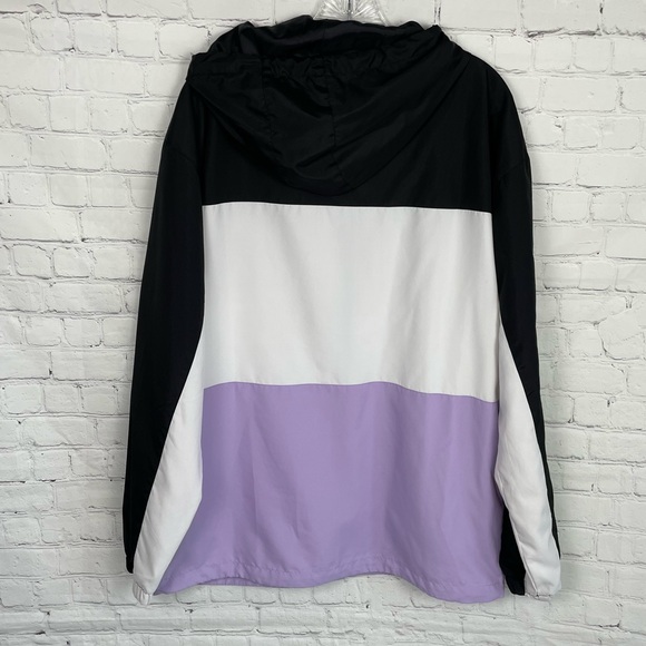 CSG Black White And Purple Full Zip Hooded Windbreaker Size Large - Picture 2 of 6